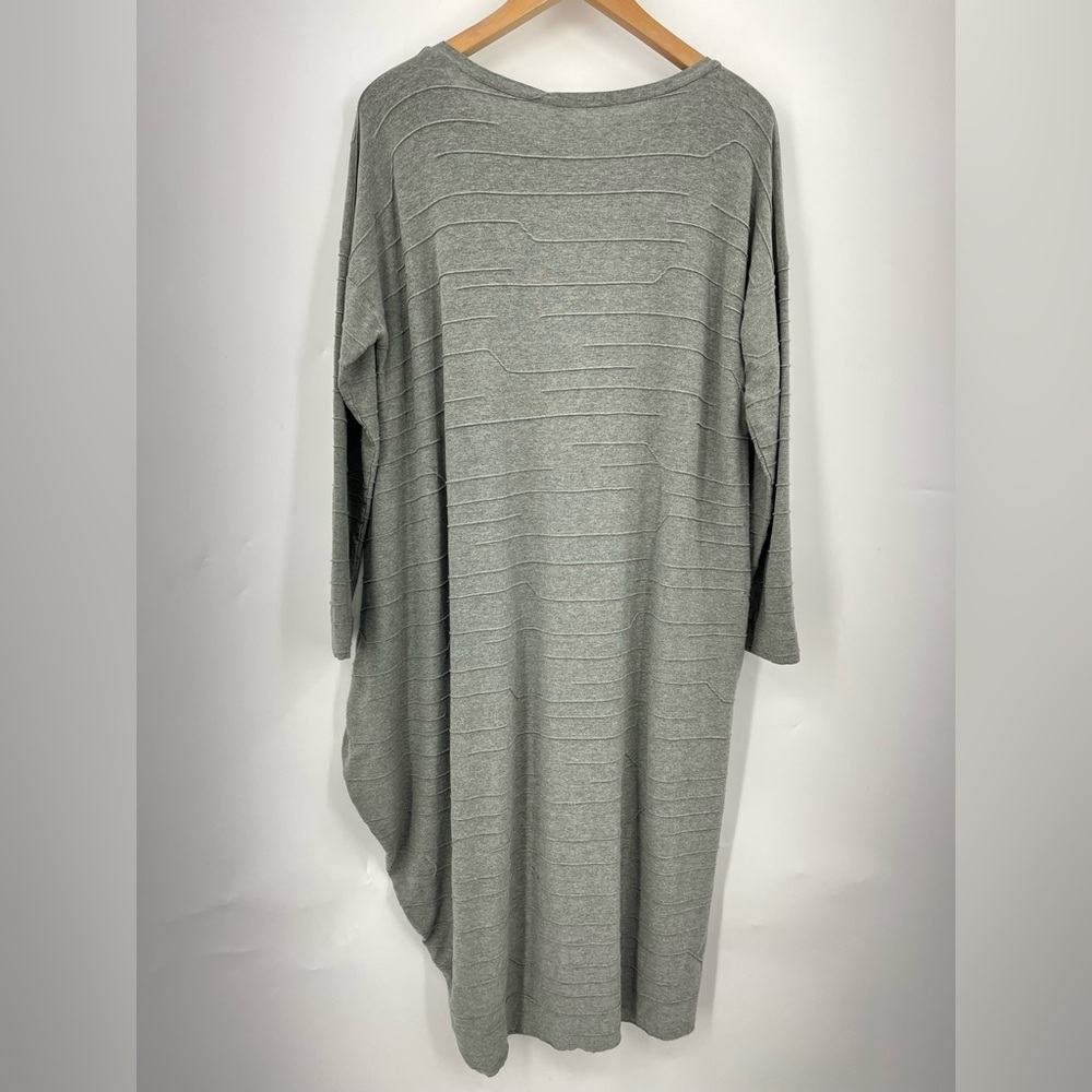 OSKA 2 (US 8/10/12) midi asymmetrical dress long sleeve Sage green textured wave - Picture 5 of 11